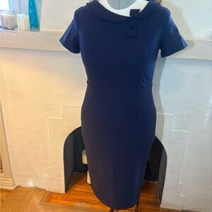 Vintage Style Wiggle Dress in Navy Blue